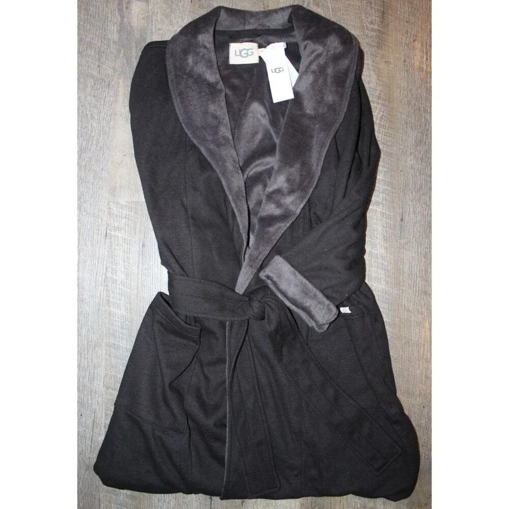 UGG Robinson Men's Black Bear Heather Robe NEW! SZ XS/S‎